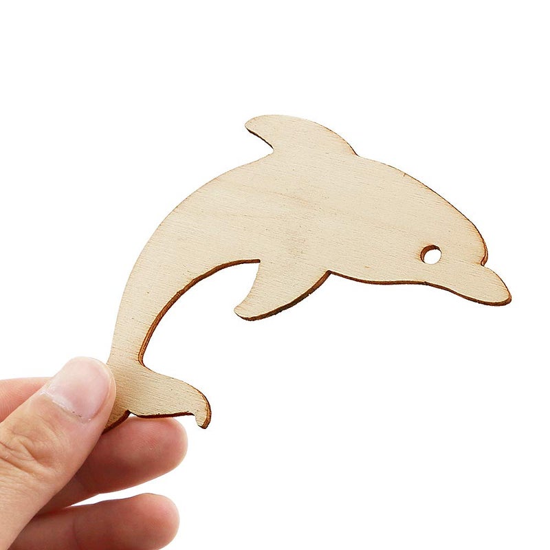 Newbested 48 Pack Unfinished Wooden Ocean Sea Animal Life Cutouts,Octopus,Shark,Whale,Dolphin,Turtle,Crab,Squid,Seahorse Shapes Model for Home Decor Ornament,DIY Craft Art Project(6 PCS/Shape) - Image 5